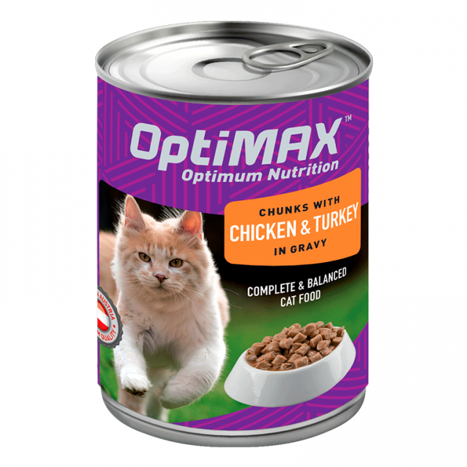 Optimax Chicken and Turkey Canned Cat Food – Complete & Balanced Wet Cat Food (24 Cans)